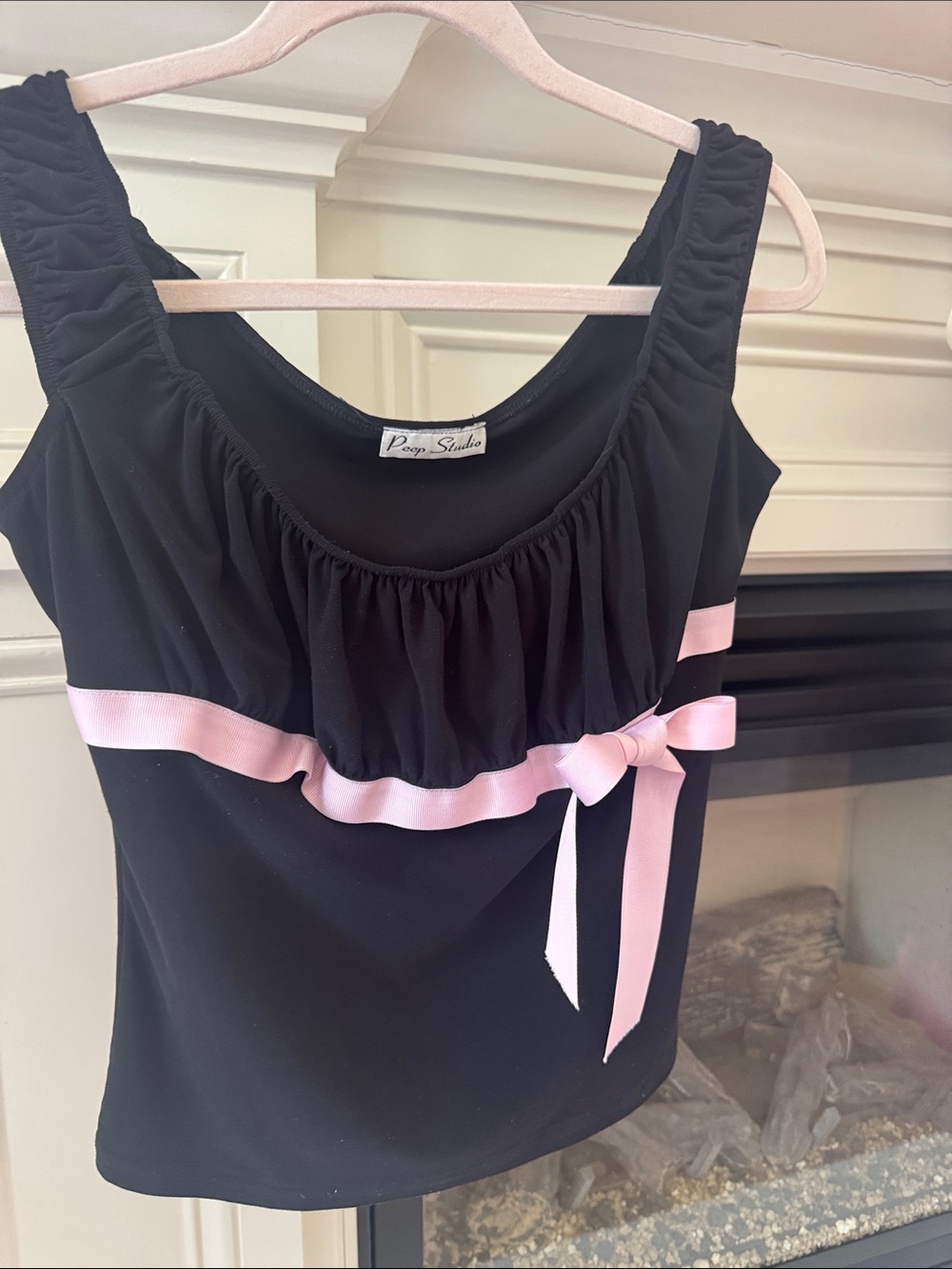 Black Tank Top with Pink Ribbon Bow